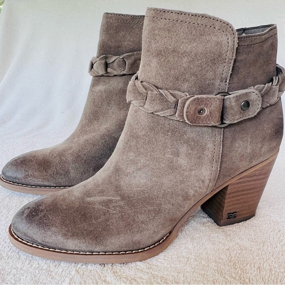 SAM EDELMAN BURNISHED SUEDE WESTERN ANKLE BOOTIES MUSHROOM TAUPE SIZE 9 NWT - Picture 1 of 13